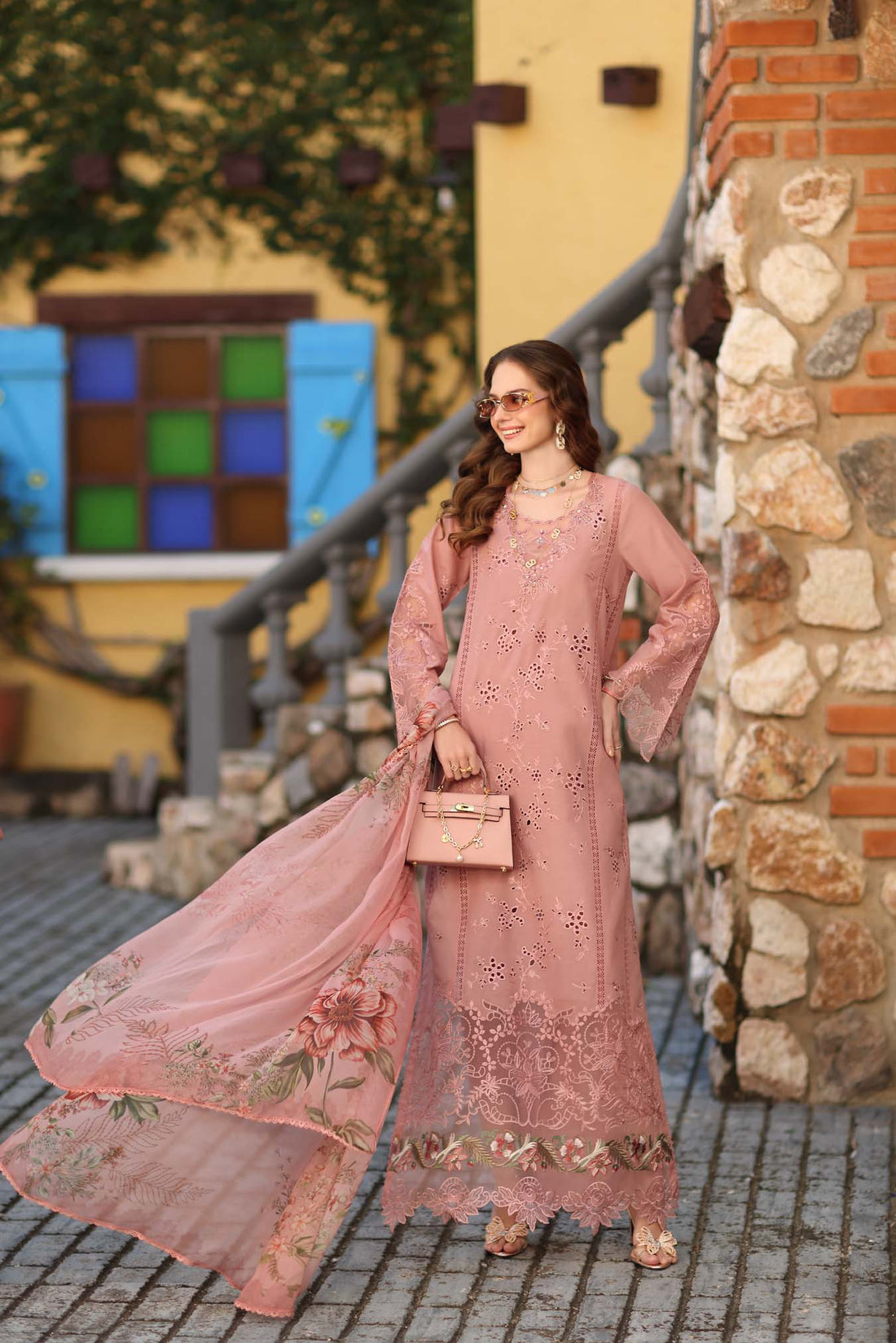 Noor by Saadia Asad | Luxe Chikankari 26 | D8 - B - Petal Pink - by Libasekhas UK - Registered Vendor of : Noor by Saadia Asad - 100% Original Designer Dress