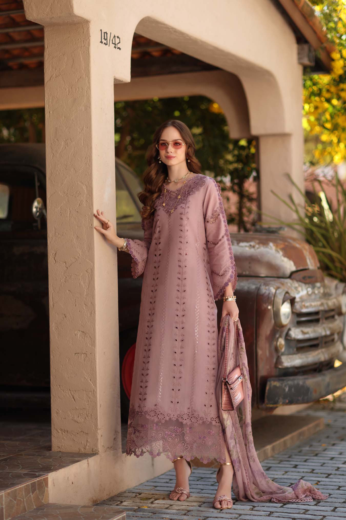 Noor by Saadia Asad | Luxe Chikankari 26 | D4 - B - Dusky Rose - by Libasekhas UK - Registered Vendor of : Noor by Saadia Asad - 100% Original Designer Dress
