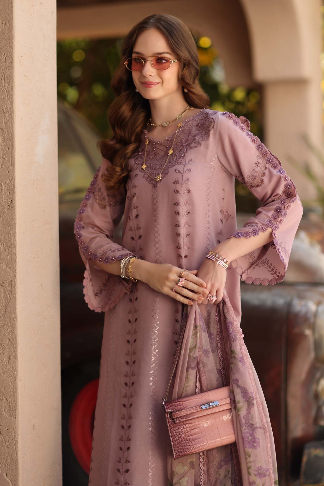 Noor by Saadia Asad | Luxe Chikankari 26 | D4 - B - Dusky Rose - by Libasekhas UK - Registered Vendor of : Noor by Saadia Asad - 100% Original Designer Dress