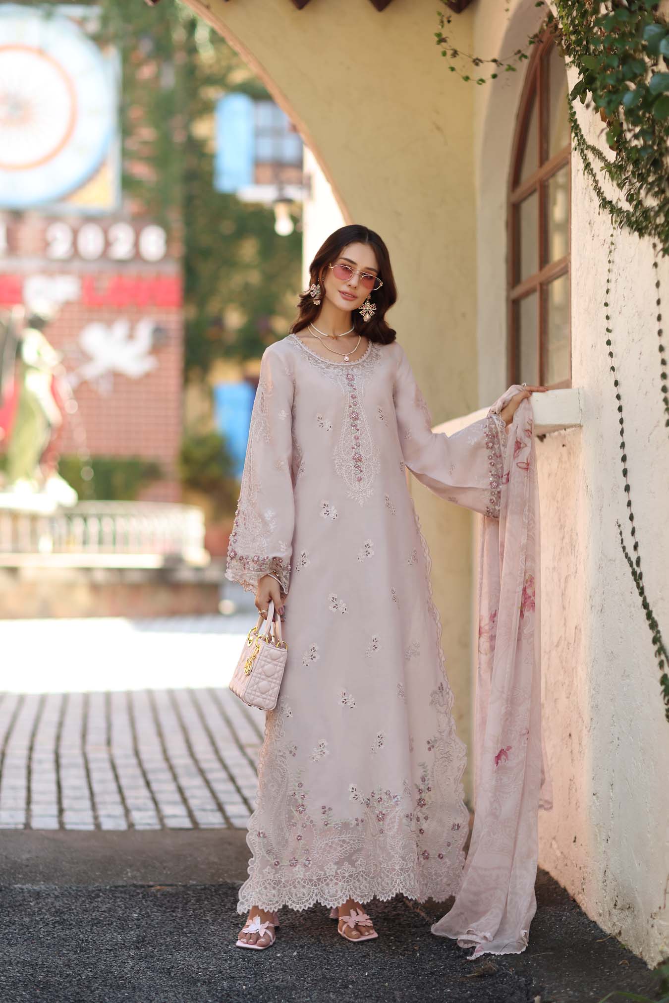 Noor by Saadia Asad | Luxe Chikankari 26 | D7 - A - Soft Rose Mink - by Libasekhas UK - Registered Vendor of : Noor by Saadia Asad - 100% Original Designer Dress