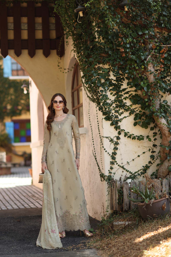 Noor by Saadia Asad | Luxe Chikankari 26 |D7 - B - Warm Gold Sage - by Libasekhas UK - Registered Vendor of : Noor by Saadia Asad - 100% Original Designer Dress