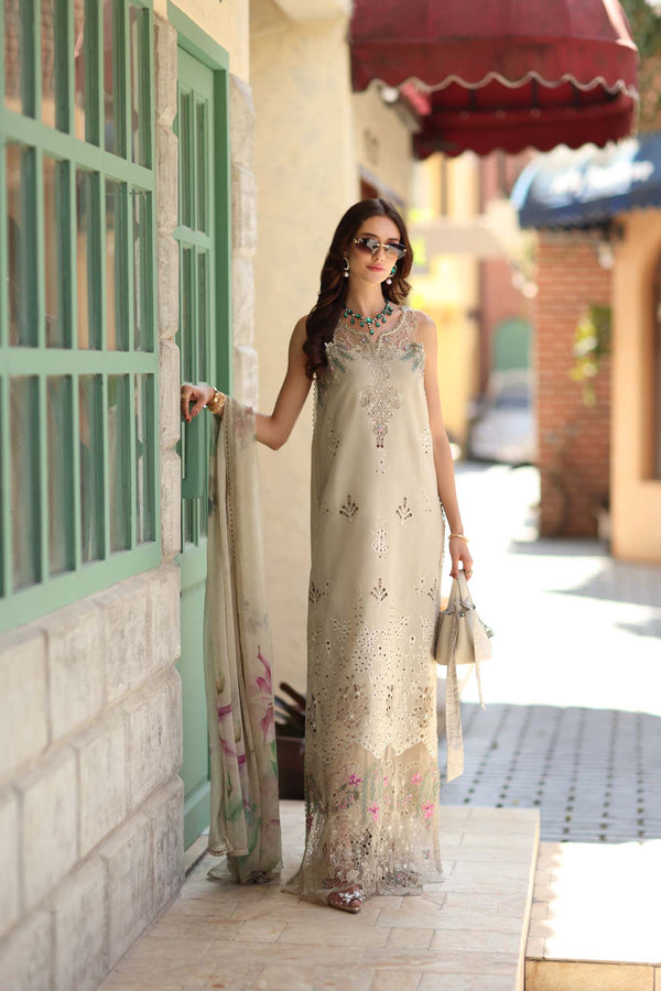 Noor by Saadia Asad | Luxe Chikankari 26 | D6 - A - Soft grey - by Libasekhas UK - Registered Vendor of : Noor by Saadia Asad - 100% Original Designer Dress