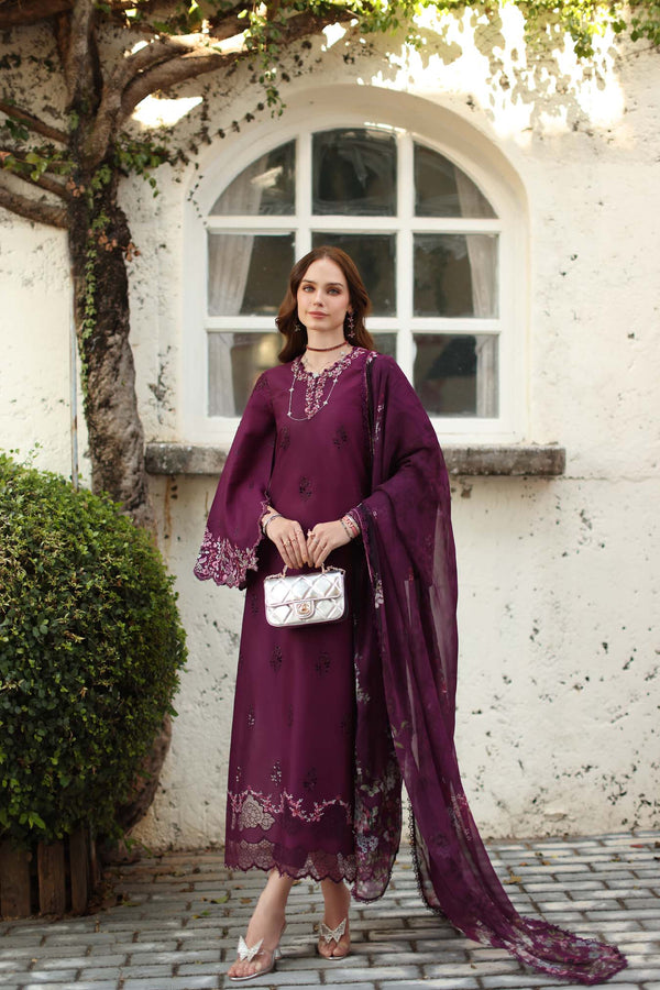 Noor by Saadia Asad | Luxe Chikankari 26 | D1 - A - plumberry - by Libasekhas UK - Registered Vendor of : Noor by Saadia Asad - 100% Original Designer Dress
