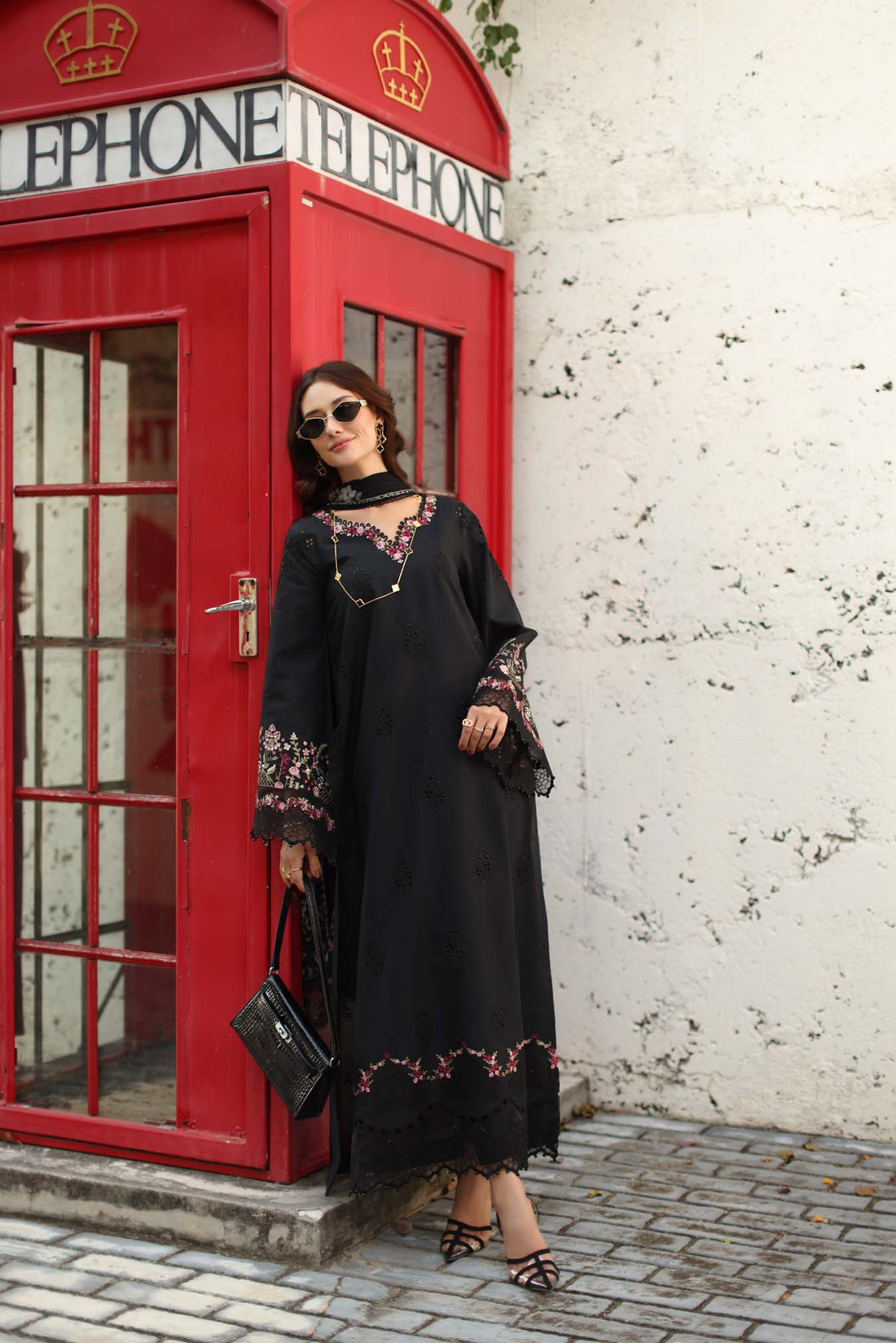 Noor by Saadia Asad | Luxe Chikankari 26 | D1 - B - Midnight Black - by Libasekhas UK - Registered Vendor of : Noor by Saadia Asad - 100% Original Designer Dress