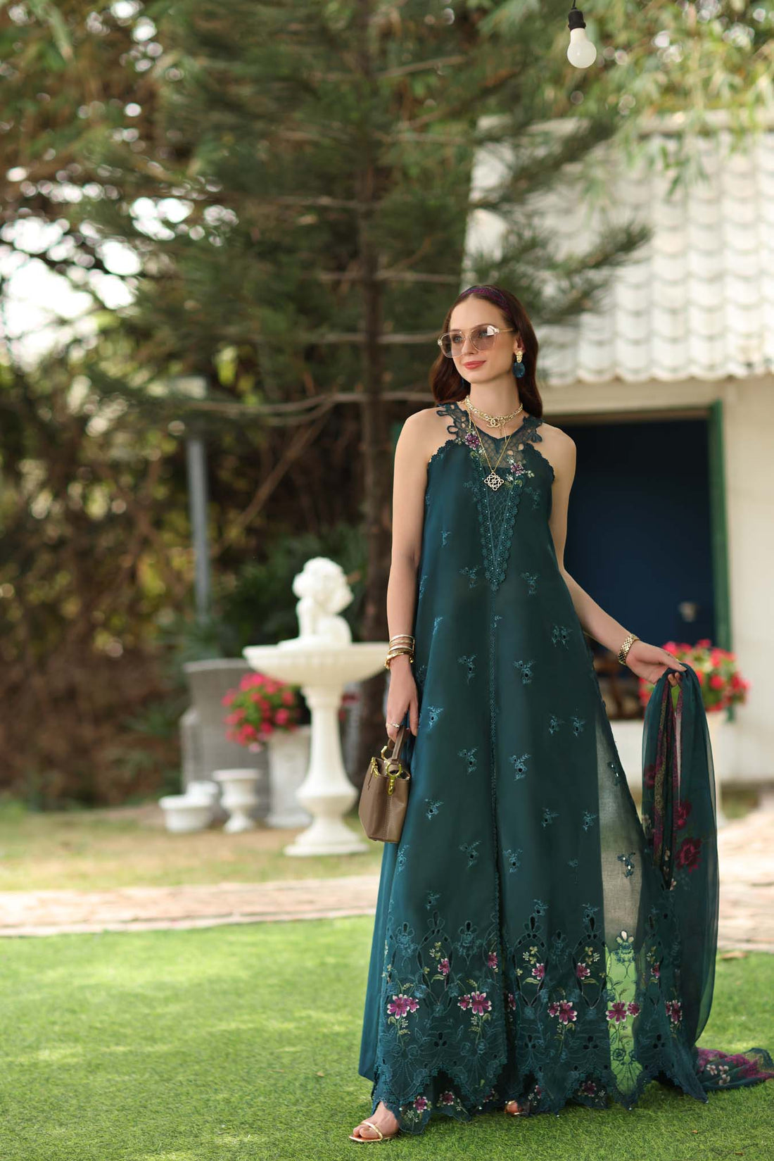 Noor by Saadia Asad | Noor Eid Printskhas 26 | D6  Coblat Teal - by Libasekhas - Registered Vendor of : Noor by Saadia Asad - 100% Original Designer Dress