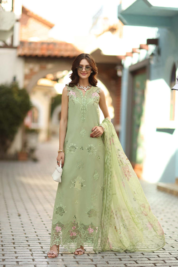 Noor by Saadia Asad | Luxe Chikankari 26 | D3 - A - Pistachio - by Libasekhas UK - Registered Vendor of : Noor by Saadia Asad - 100% Original Designer Dress