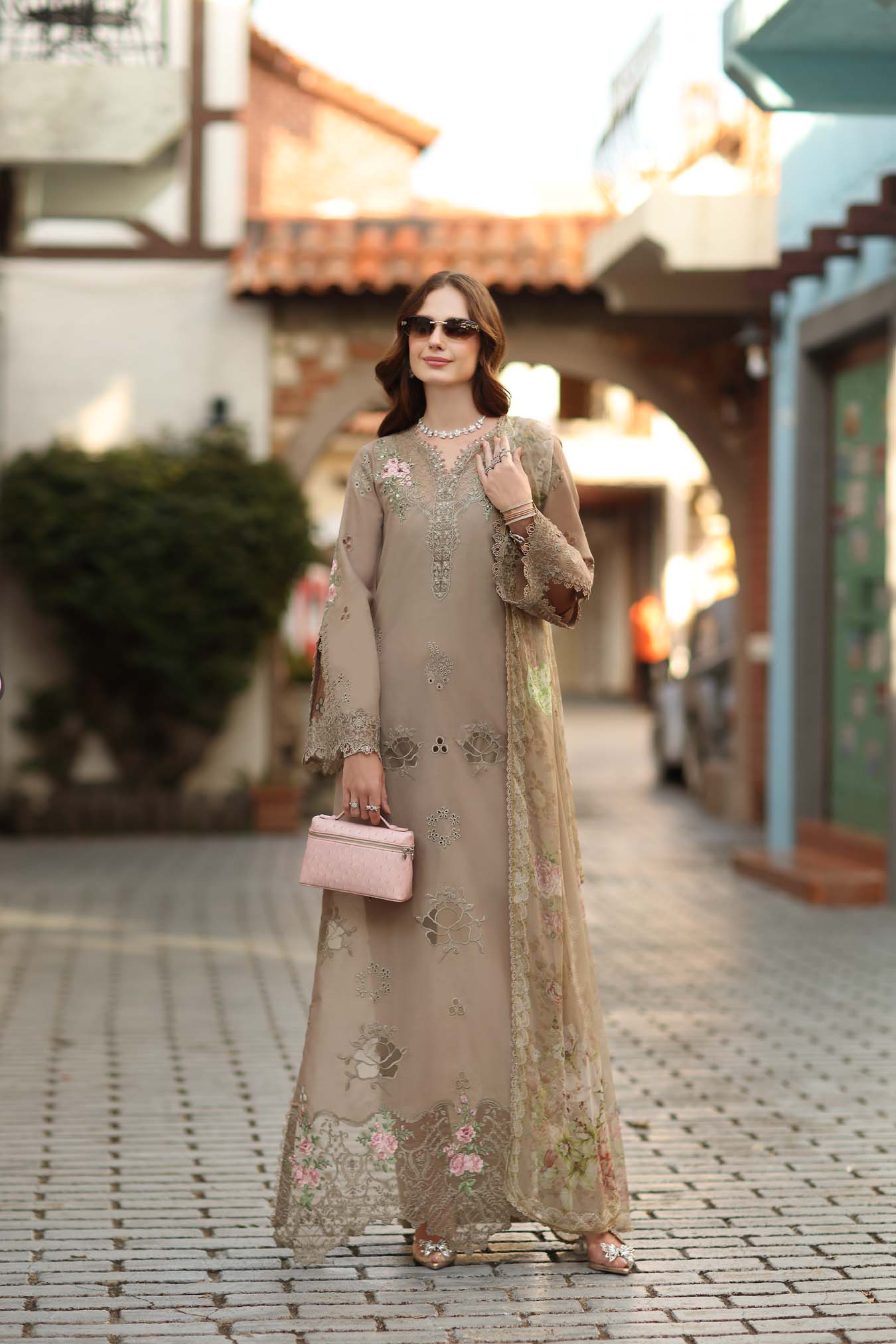 Noor by Saadia Asad | Luxe Chikankari 26 | D3 - B - Soft Mocha - by Libasekhas UK - Registered Vendor of : Noor by Saadia Asad - 100% Original Designer Dress