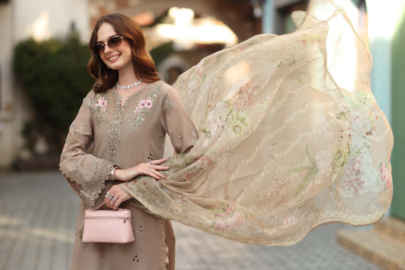 Noor by Saadia Asad | Luxe Chikankari 26 | D3 - B - Soft Mocha - by Libasekhas UK - Registered Vendor of : Noor by Saadia Asad - 100% Original Designer Dress