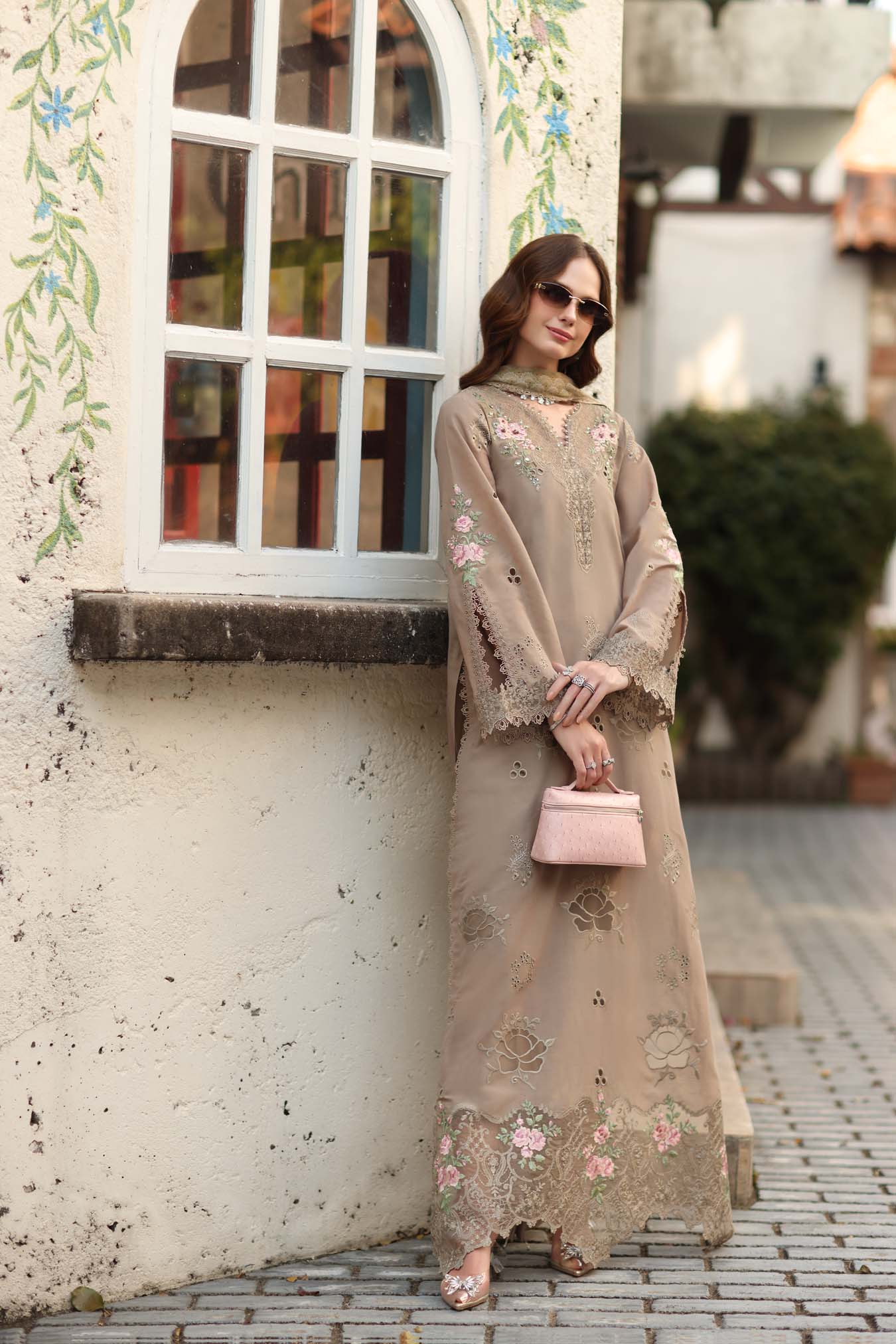 Noor by Saadia Asad | Luxe Chikankari 26 | D3 - B - Soft Mocha - by Libasekhas UK - Registered Vendor of : Noor by Saadia Asad - 100% Original Designer Dress