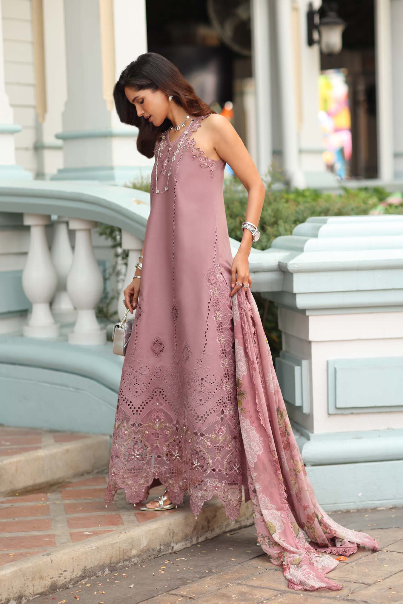 Noor by Saadia Asad | Eid Luxe Chikankari 26 | D8 - Rosewood Blush - by Libasekhas UK - Registered Vendor of : Noor by Saadia Asad - 100% Original Designer Dress