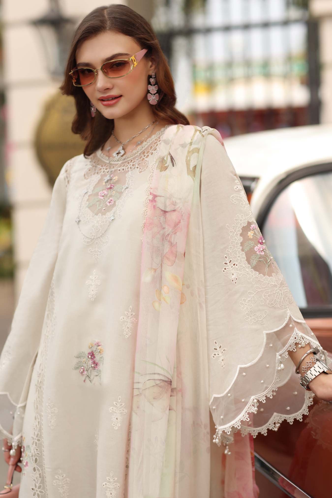 Noor by Saadia Asad | Eid Luxe Chikankari 26 | D2 - Pearl Ivory - by Libasekhas UK - Registered Vendor of : Noor by Saadia Asad - 100% Original Designer Dress