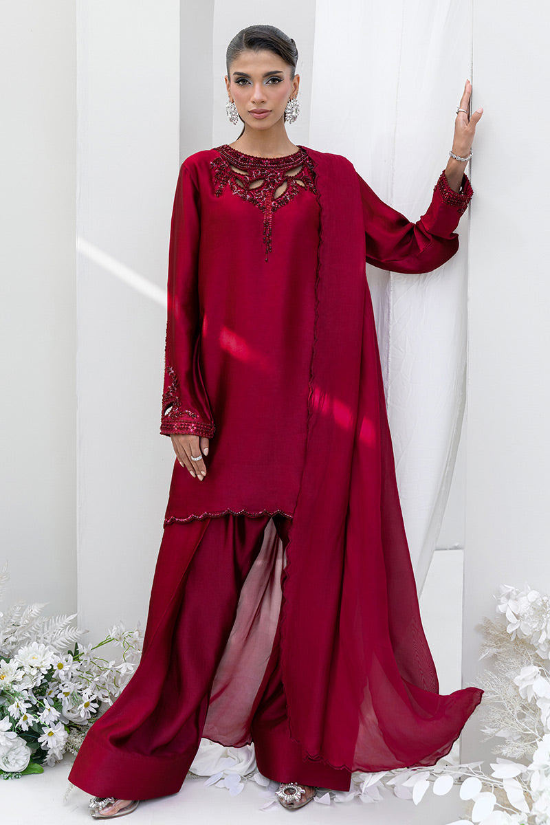 Chic Ophicial | Aarzu Luxe Pret | Ruby Veil - by Libasekhas UK - Registered Vendor of : Chic Ophicial - 100% Original Designer Dress