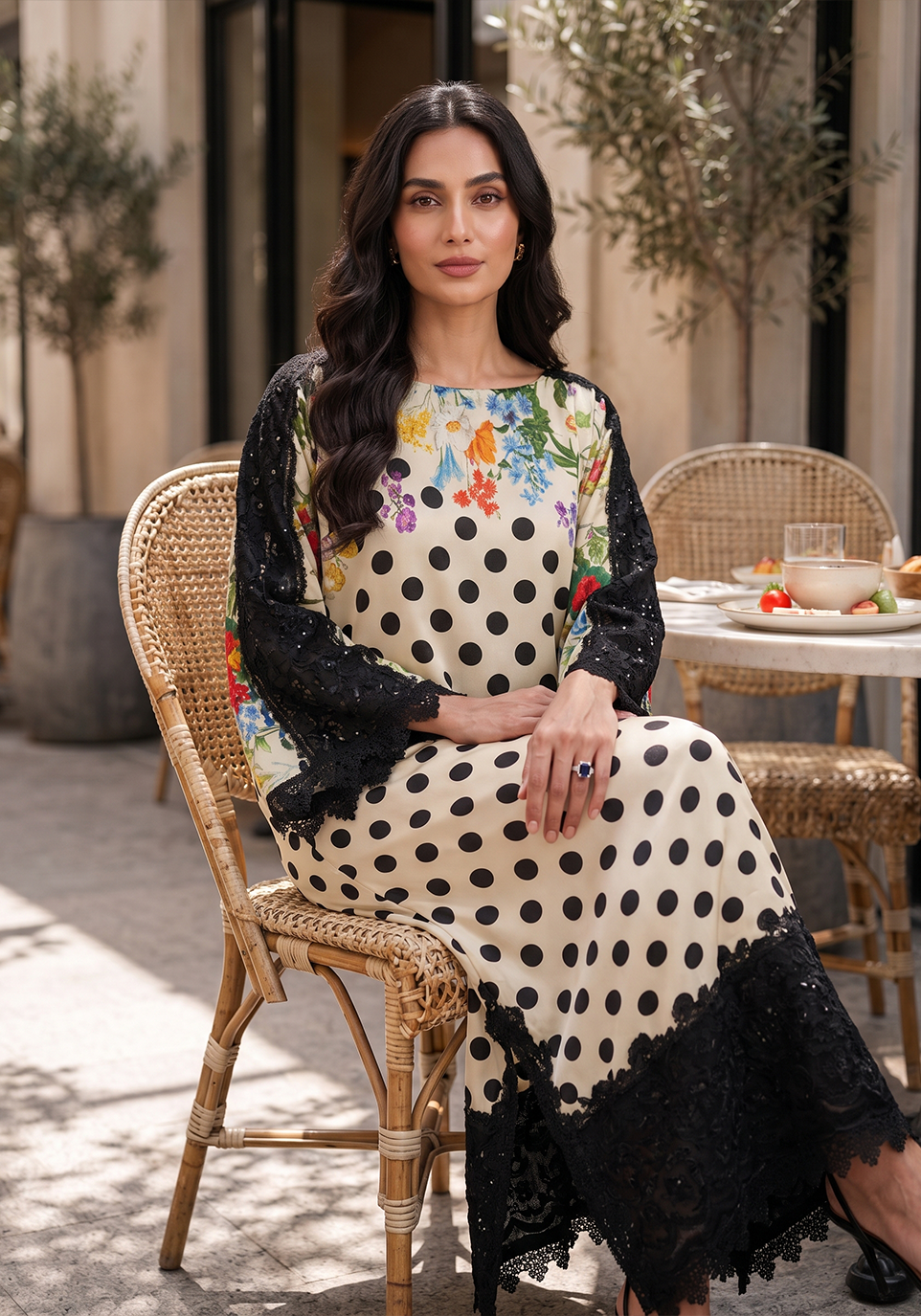 Zarqash | Silk Edit 26 | Polka Botanique - by Libasekhas UK - Registered Vendor of : Zarqash - 100% Original Designer Dress