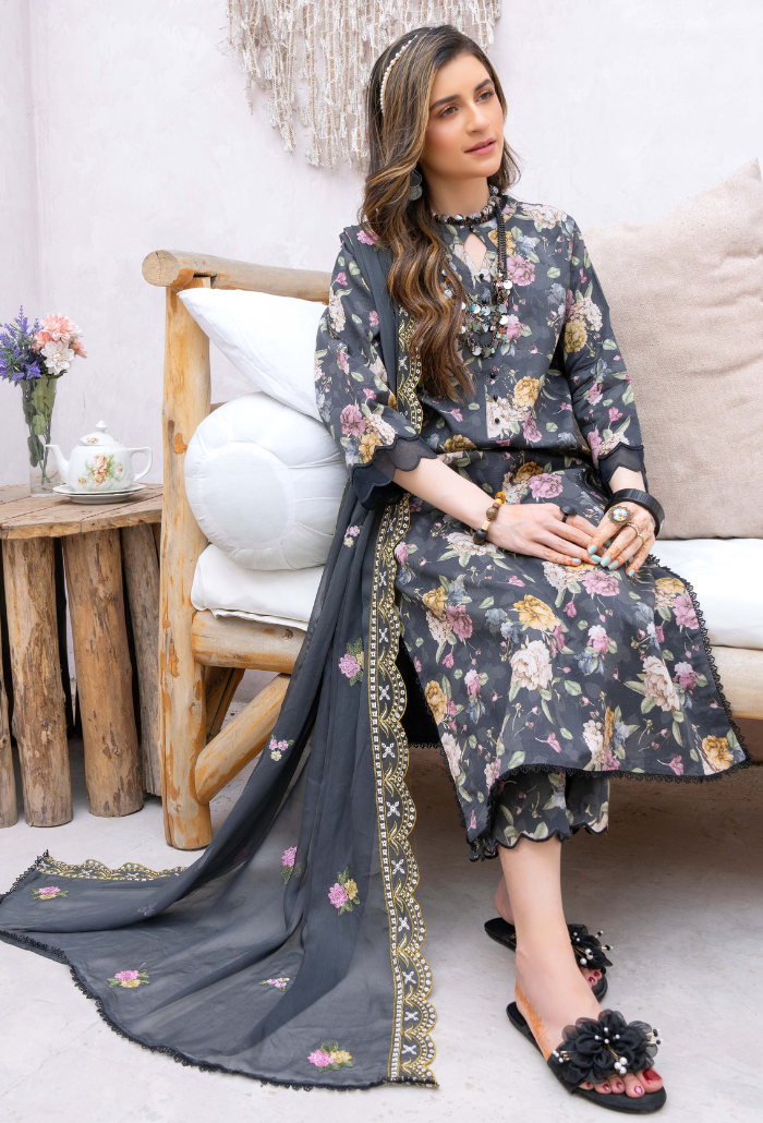 Humdum | Gardenia Lawn 24 | PLG 3 - D03 - by - Libasekhas UK - Registered Vendor of : HumDum - 100% Original Designer Dresss