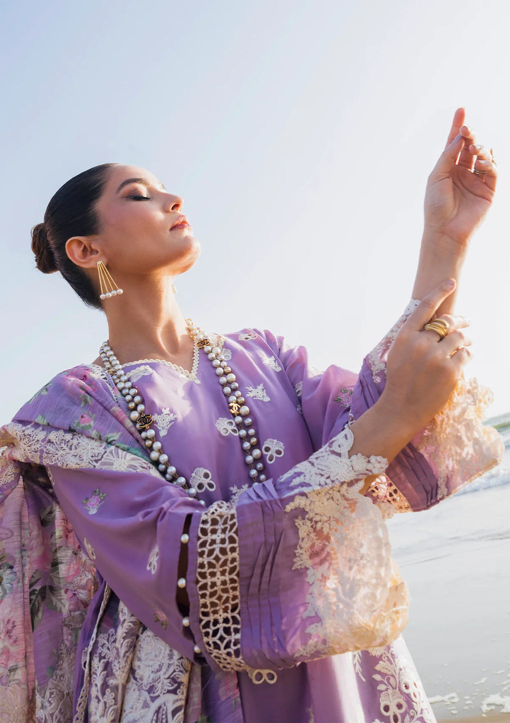 Elaf Premium | Hai Kuch Festive Lawn 24 | EHK-02A Banafsha - by - Libasekhas UK - Registered Vendor of : Elaf Premium - 100% Original Designer Dresss