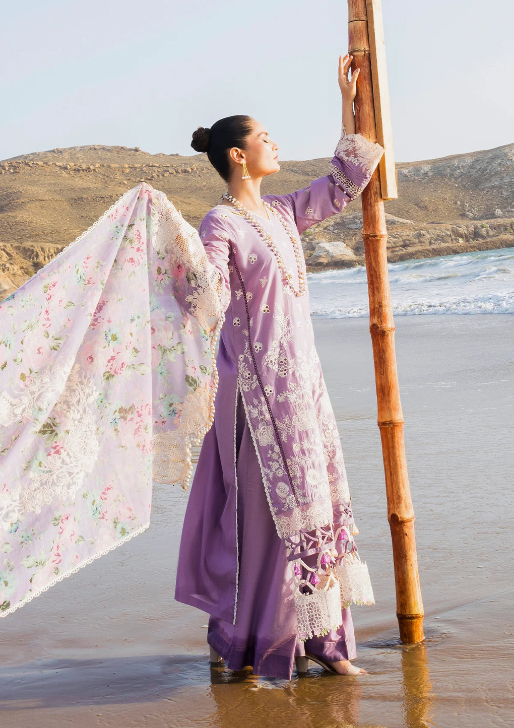 Elaf Premium | Hai Kuch Festive Lawn 24 | EHK-02A Banafsha - by - Libasekhas UK - Registered Vendor of : Elaf Premium - 100% Original Designer Dresss