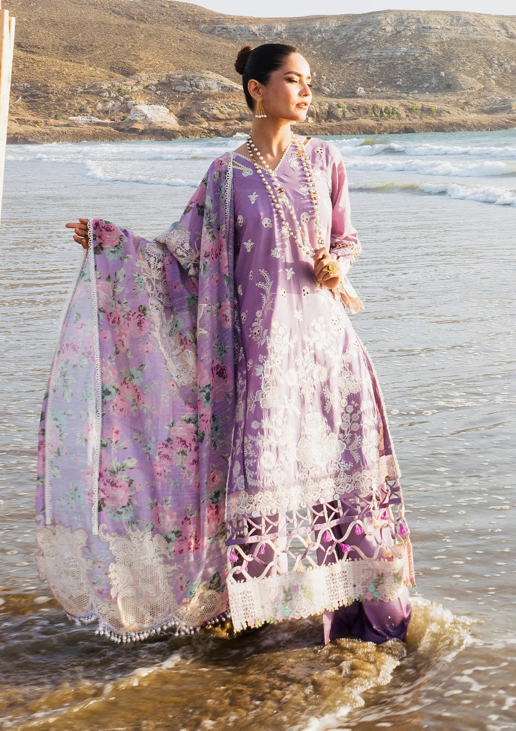 Elaf Premium | Hai Kuch Festive Lawn 24 | EHK-02A Banafsha - by - Libasekhas UK - Registered Vendor of : Elaf Premium - 100% Original Designer Dresss