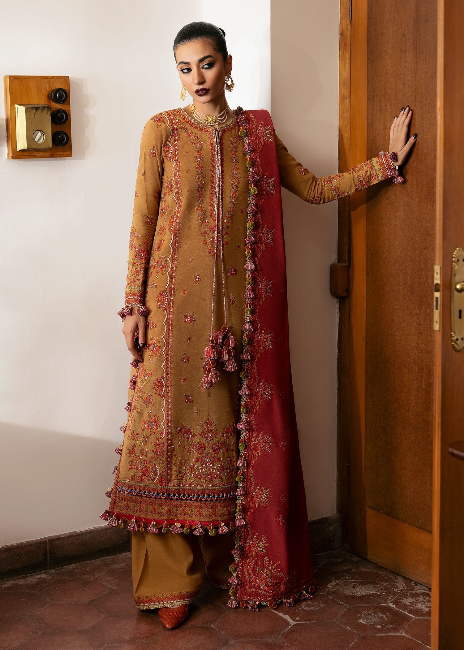 Hussain Rehar | Karandi Winter 24 | Tawn - by - Libasekhas UK - Registered Vendor of : Hussain Rehar - 100% Original Designer Dresss