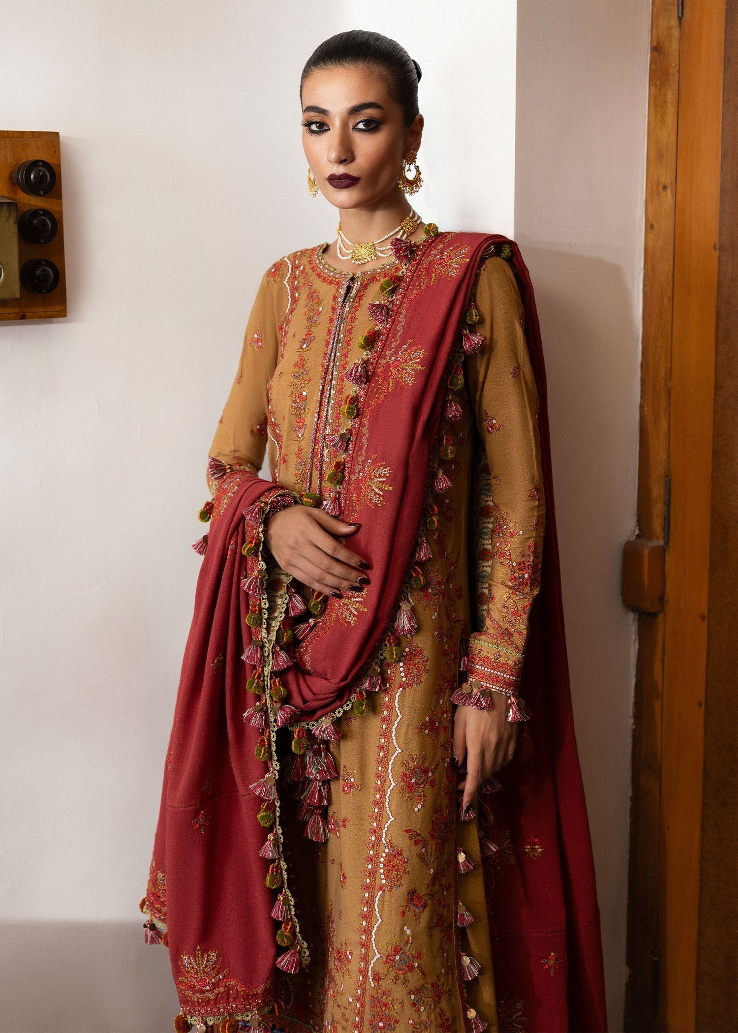 Hussain Rehar | Karandi Winter 24 | Tawn - by - Libasekhas UK - Registered Vendor of : Hussain Rehar - 100% Original Designer Dresss