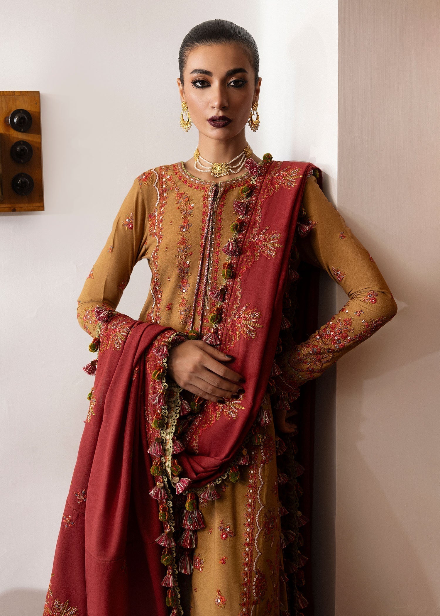 Hussain Rehar | Karandi Winter 24 | Tawn - by - Libasekhas UK - Registered Vendor of : Hussain Rehar - 100% Original Designer Dresss