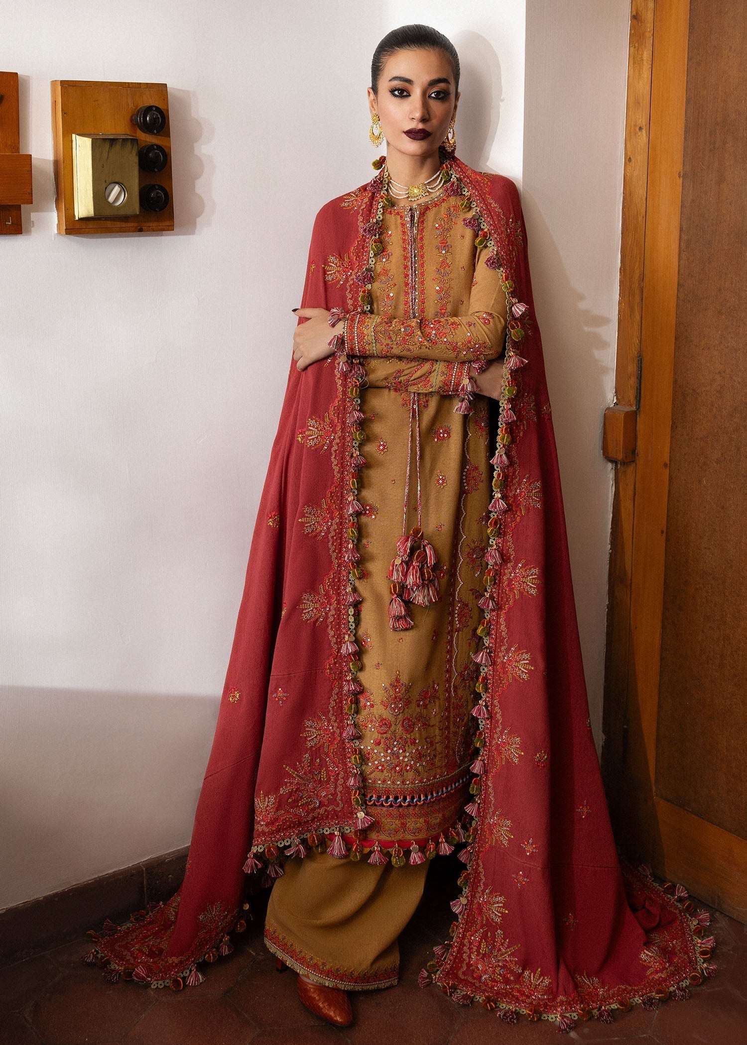Hussain Rehar | Karandi Winter 24 | Tawn - by - Libasekhas UK - Registered Vendor of : Hussain Rehar - 100% Original Designer Dresss