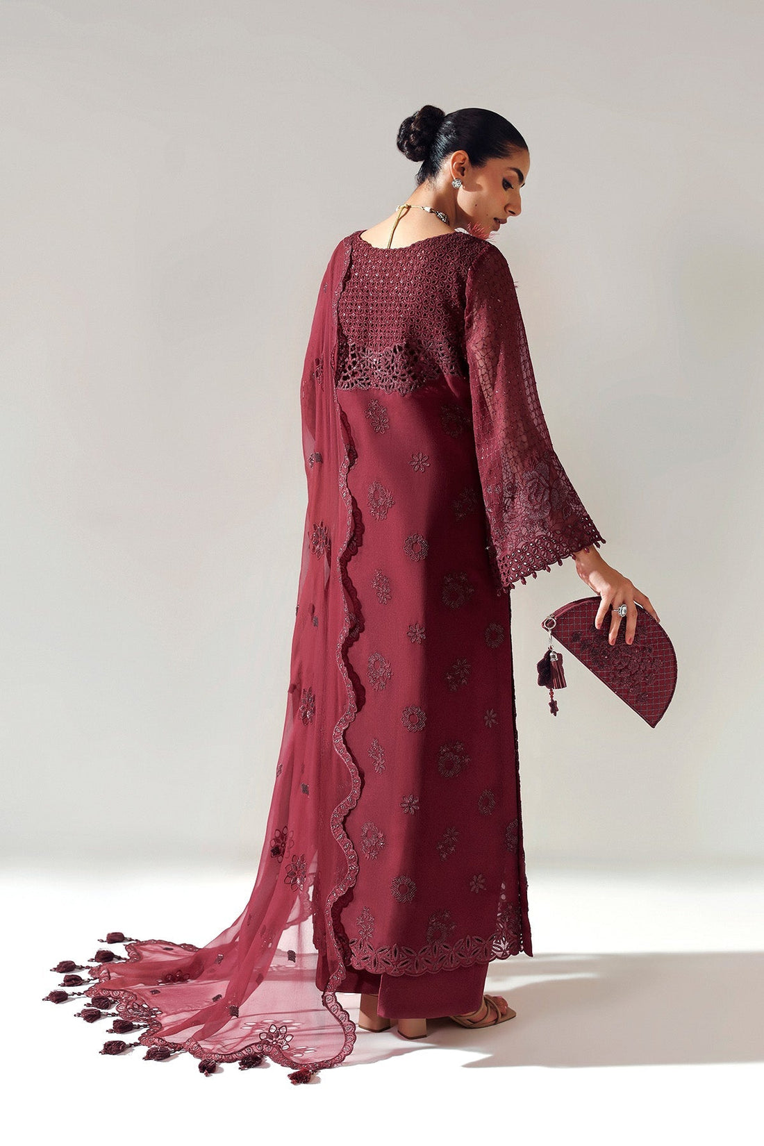 Alizeh | Aymal Luxury Bamber Chiffon | RIKA MAROON - by Libasekhas UK - Registered Vendor of : Alizeh - 100% Original Designer Dress
