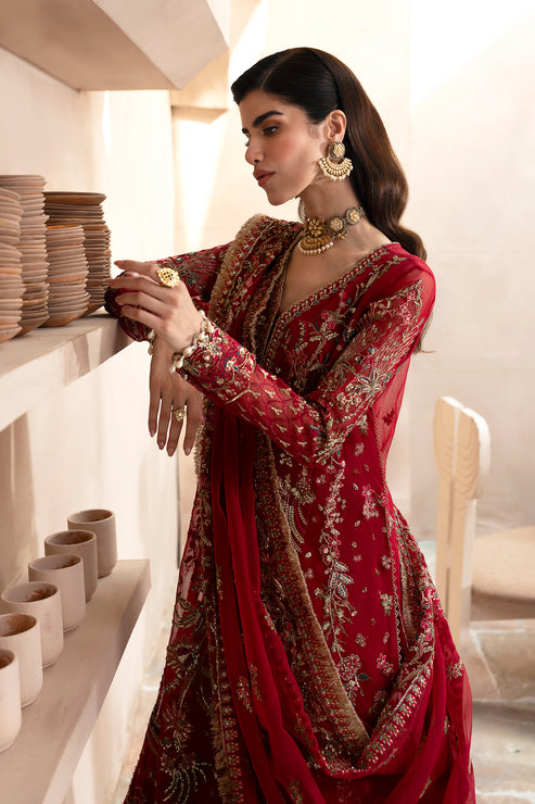 Emaan Adeel | Clay Couture | CARMINE - by - Libasekhas UK - Registered Vendor of : Emaan Adeel - 100% Original Designer Dresss