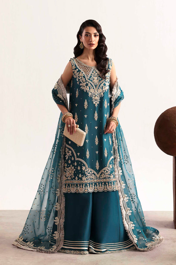 Akbar Aslam | Luxury Formals 25 | Teal - by Libasekhas UK - Registered Vendor of : Akbar Aslam - 100% Original Designer Dress