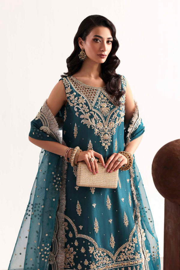 Akbar Aslam | Luxury Formals 25 | Teal - by Libasekhas UK - Registered Vendor of : Akbar Aslam - 100% Original Designer Dress