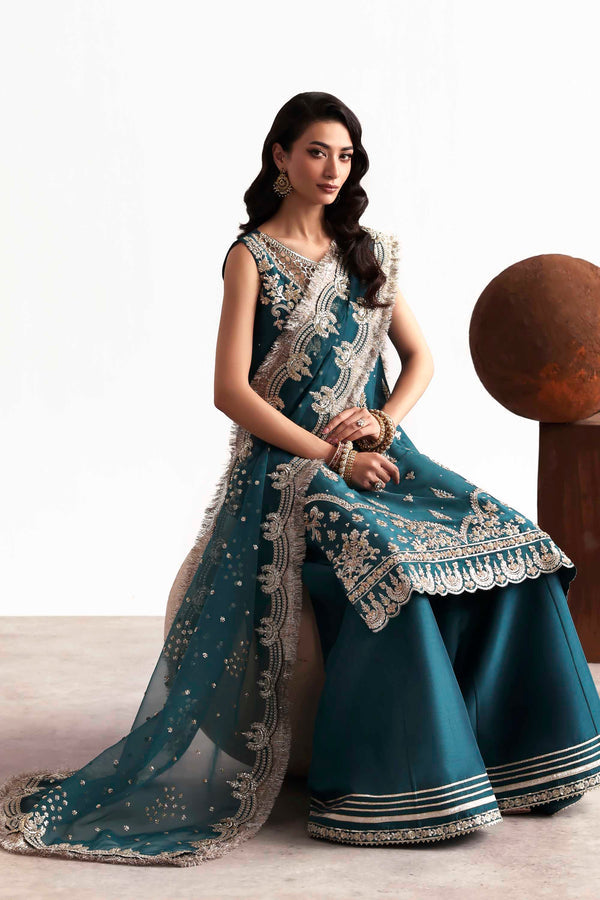 Akbar Aslam | Luxury Formals 25 | Teal - by Libasekhas UK - Registered Vendor of : Akbar Aslam - 100% Original Designer Dress