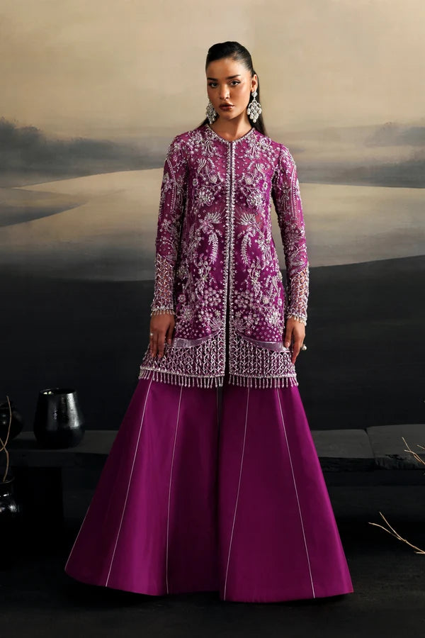 Akbar Aslam | Amour | Purple Gown & Sharara- Rosette