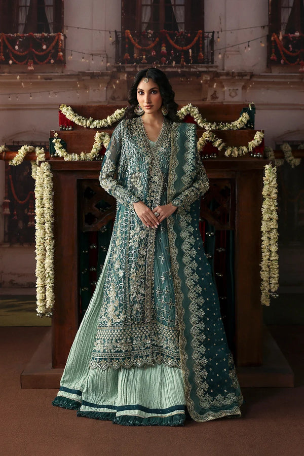 Afrozeh | Shehnai Wedding Collection' 26 | Teal Green Gown-Lehnga - Suhan
