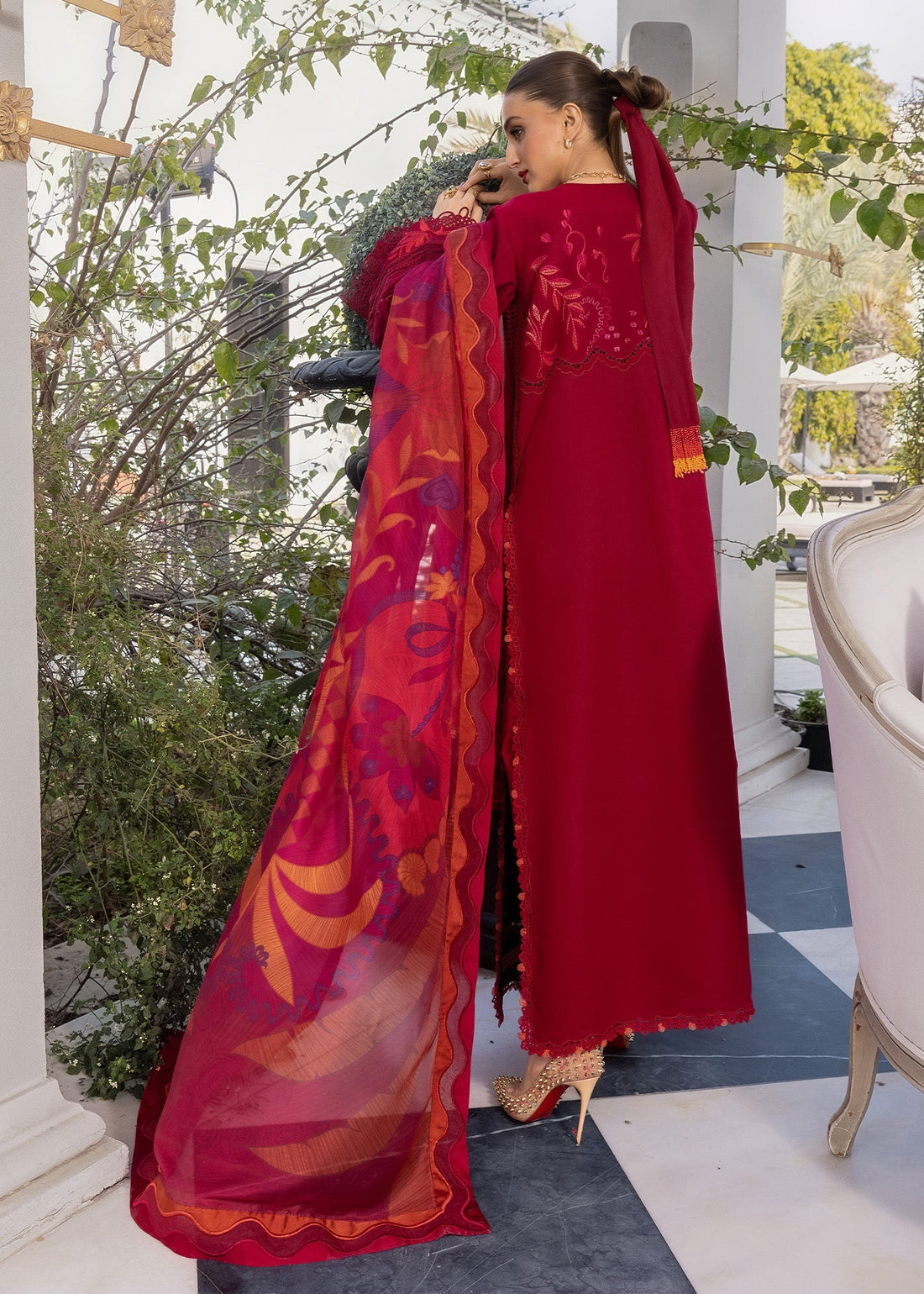 Crimson | flow lawn 26 | BEAUTY IN BLOOM - D3A - by Libasekhas UK - Registered Vendor of : Crimson - 100% Original Designer Dress