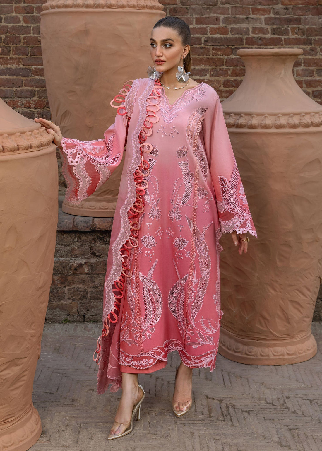 Crimson | Tasawar 25 | ALL THINGS OMBRE - D1B - by - Libasekhas UK - Registered Vendor of : Crimson - 100% Original Designer Dresss