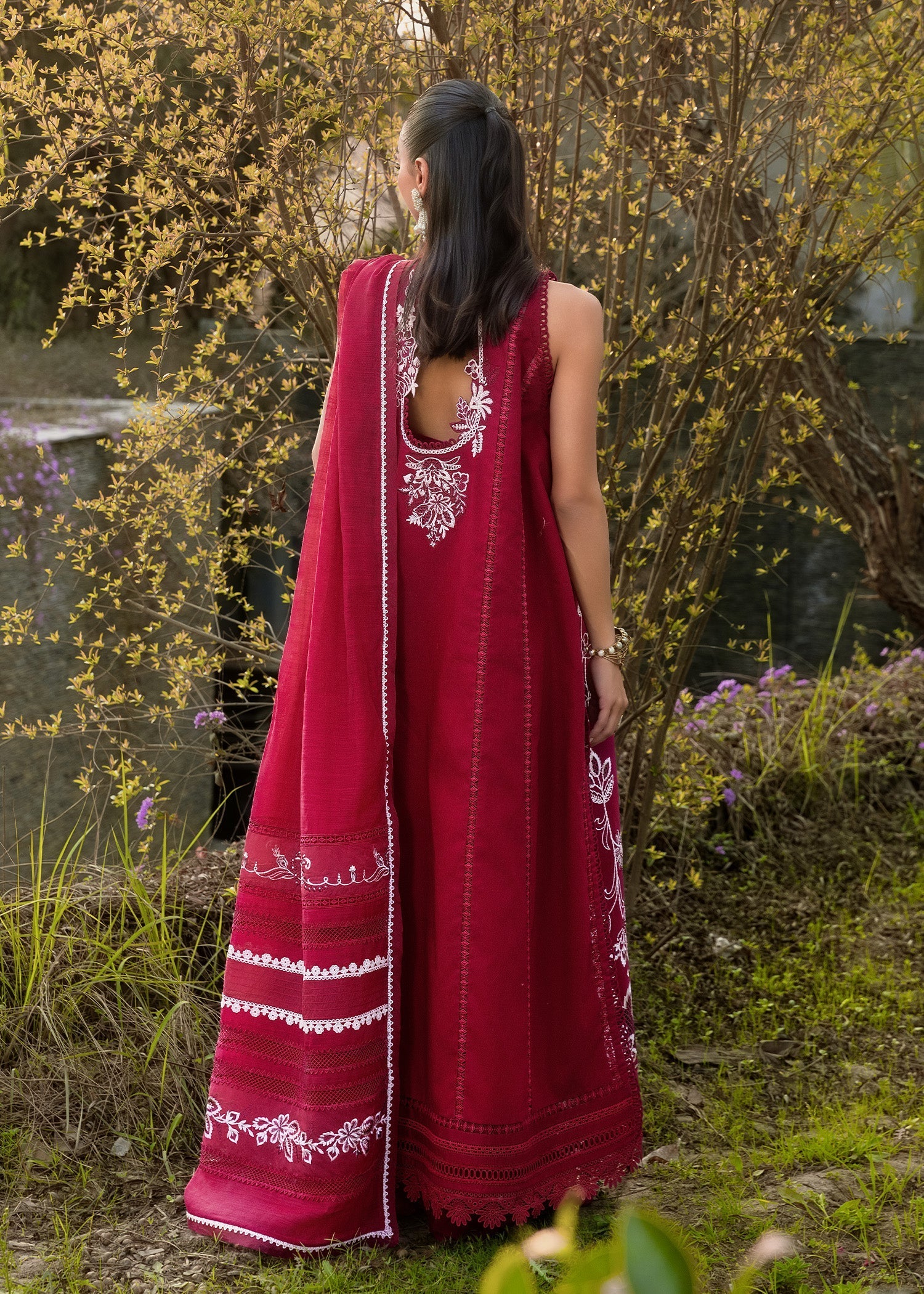Crimson | flow lawn 26 | A HANDMADE TALE-D5A - by Libasekhas UK - Registered Vendor of : Crimson - 100% Original Designer Dress