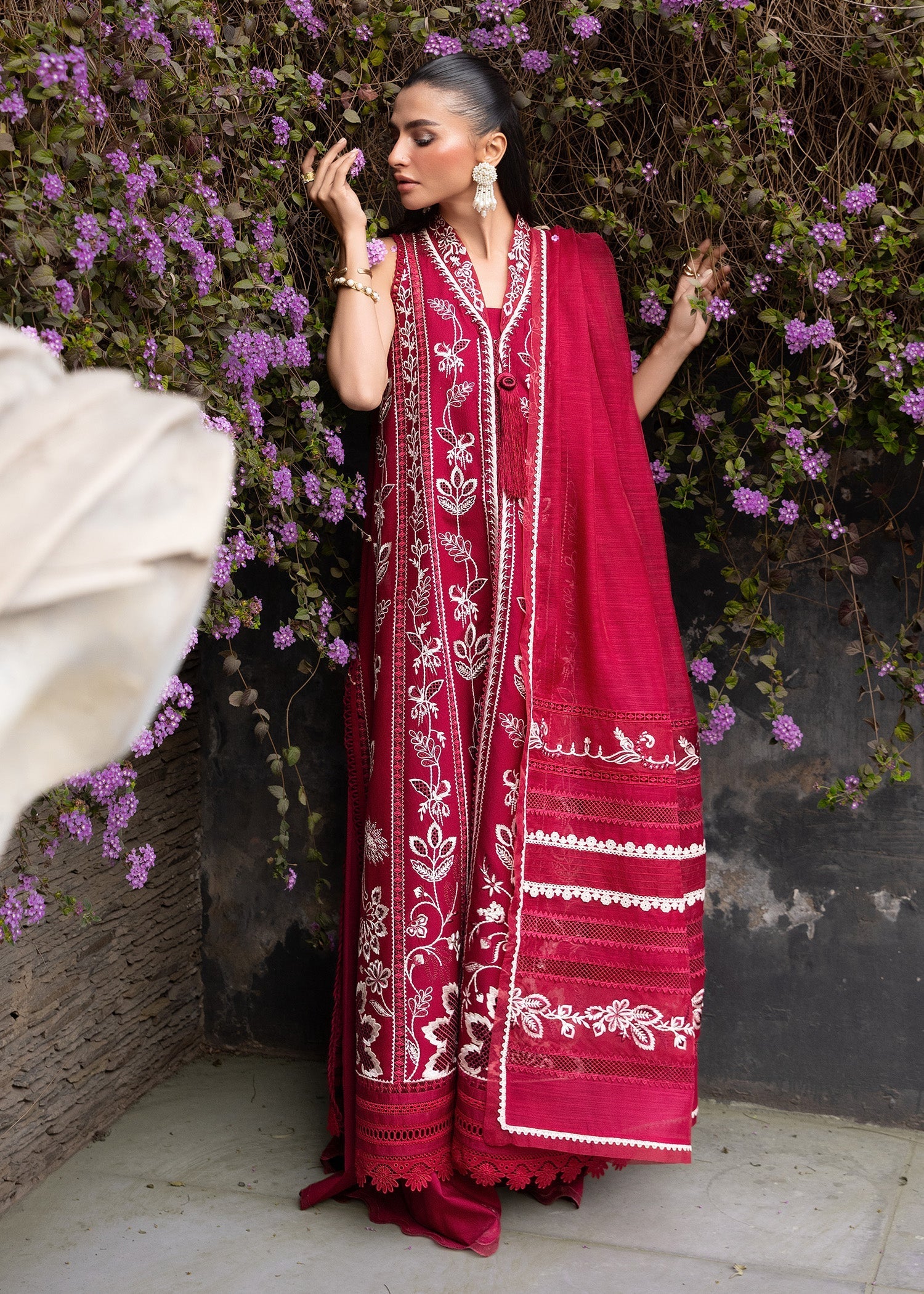 Crimson | flow lawn 26 | A HANDMADE TALE-D5A - by Libasekhas UK - Registered Vendor of : Crimson - 100% Original Designer Dress