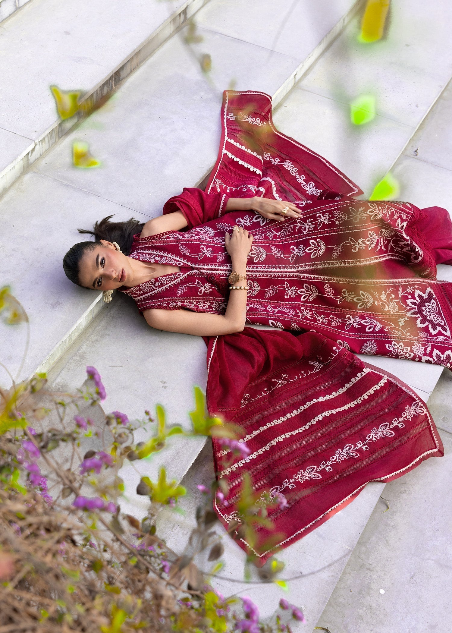 Crimson | flow lawn 26 | A HANDMADE TALE-D5A - by Libasekhas UK - Registered Vendor of : Crimson - 100% Original Designer Dress