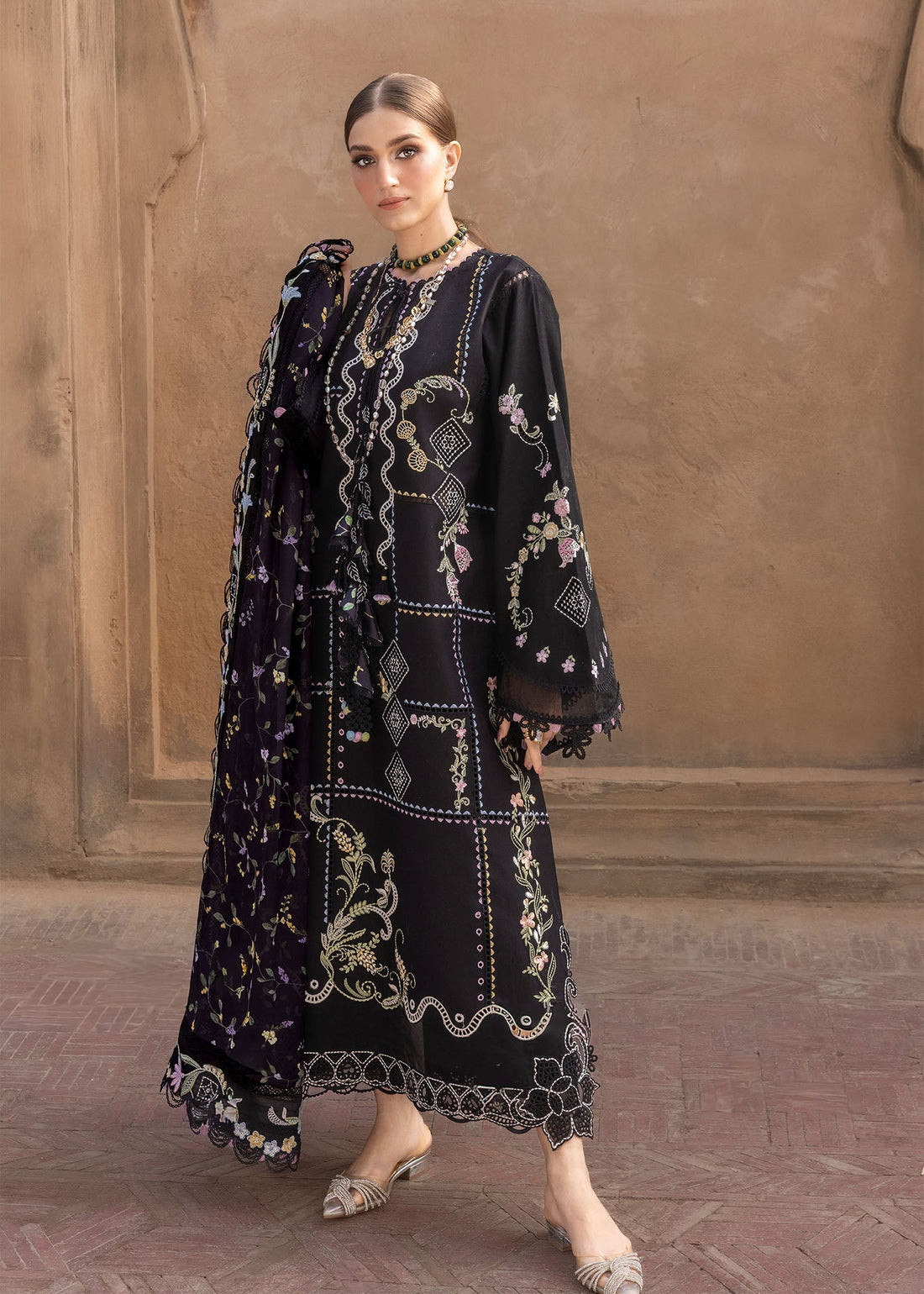 Crimson | flow lawn 26 | FLORAL SERENITY - D1A - by Libasekhas UK - Registered Vendor of : Crimson - 100% Original Designer Dress