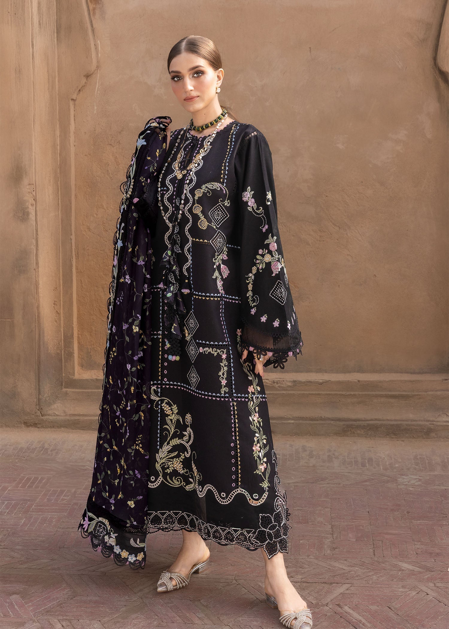 Crimson | flow lawn 26 | FLORAL SERENITY - D1A - by Libasekhas UK - Registered Vendor of : Crimson - 100% Original Designer Dress