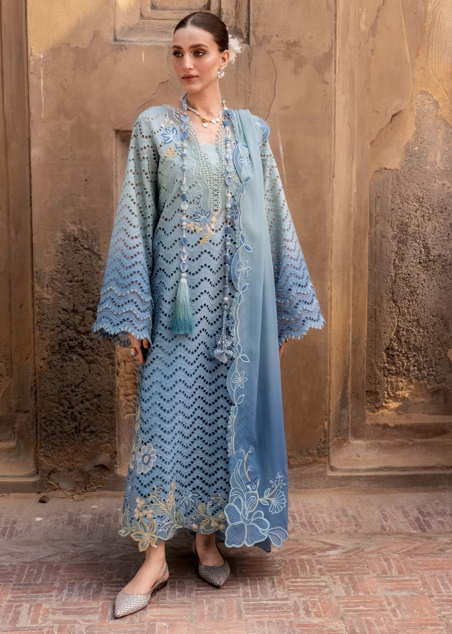 Crimson | flow lawn 26 | OMBRE LOVE - D8A - by Libasekhas UK - Registered Vendor of : Crimson - 100% Original Designer Dress