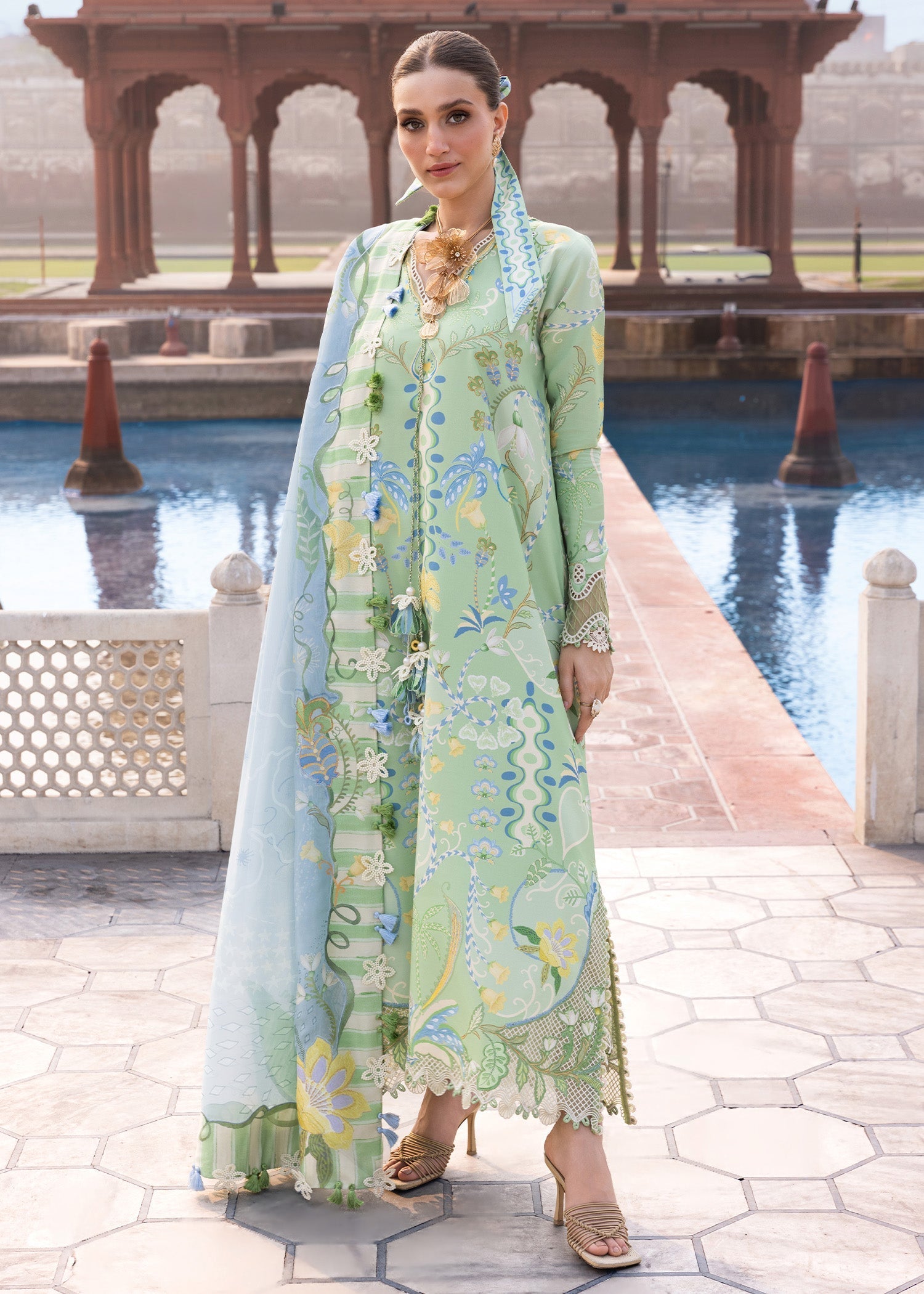 Crimson | flow lawn 26 | OUT OF MANY HEARTS-D6B - by Libasekhas UK - Registered Vendor of : Crimson - 100% Original Designer Dress