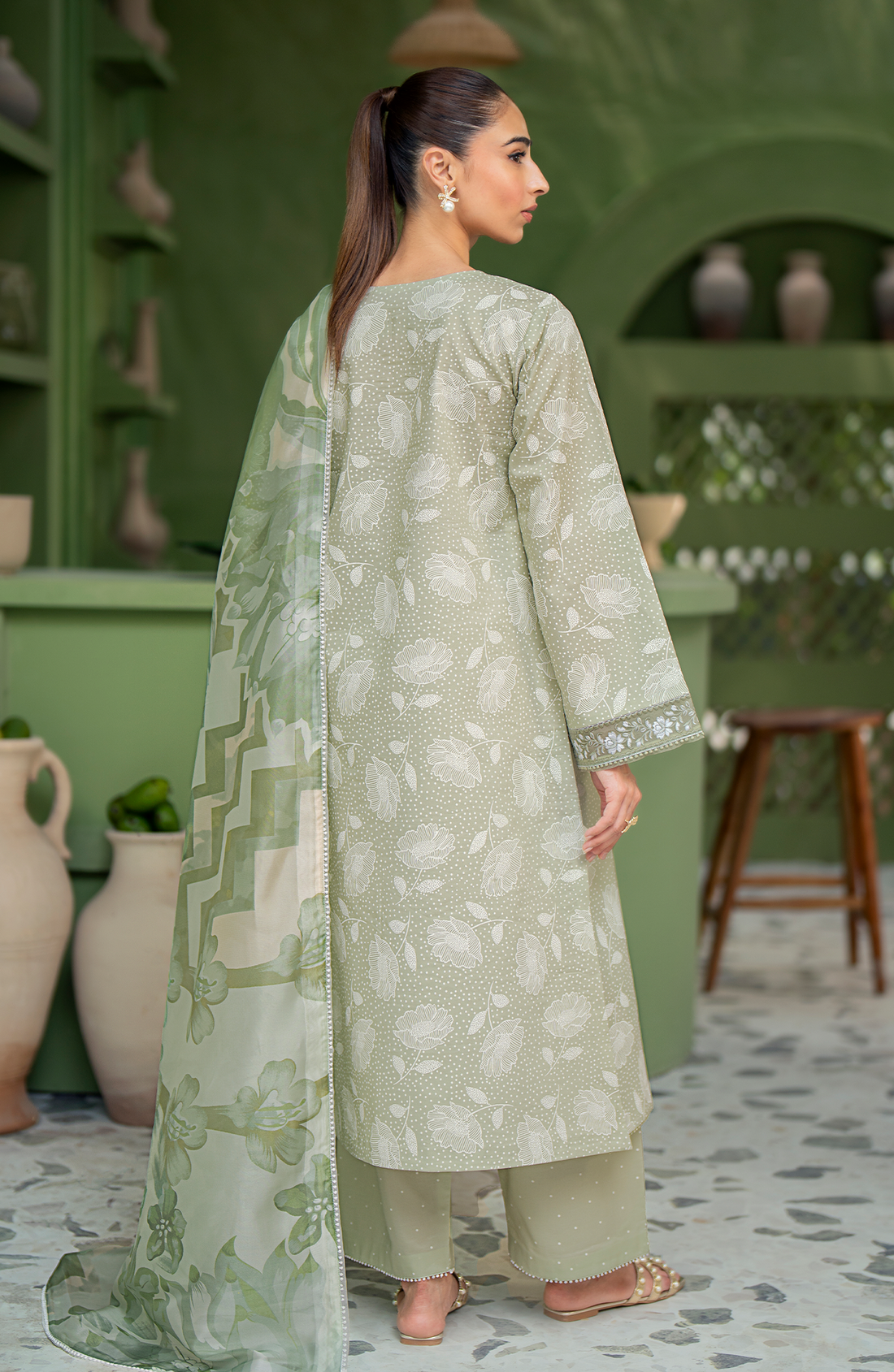 Seran | Artisan Lawn 25 | PISTACHE - by - Libasekhas UK - Registered Vendor of : Seran - 100% Original Designer Dresss