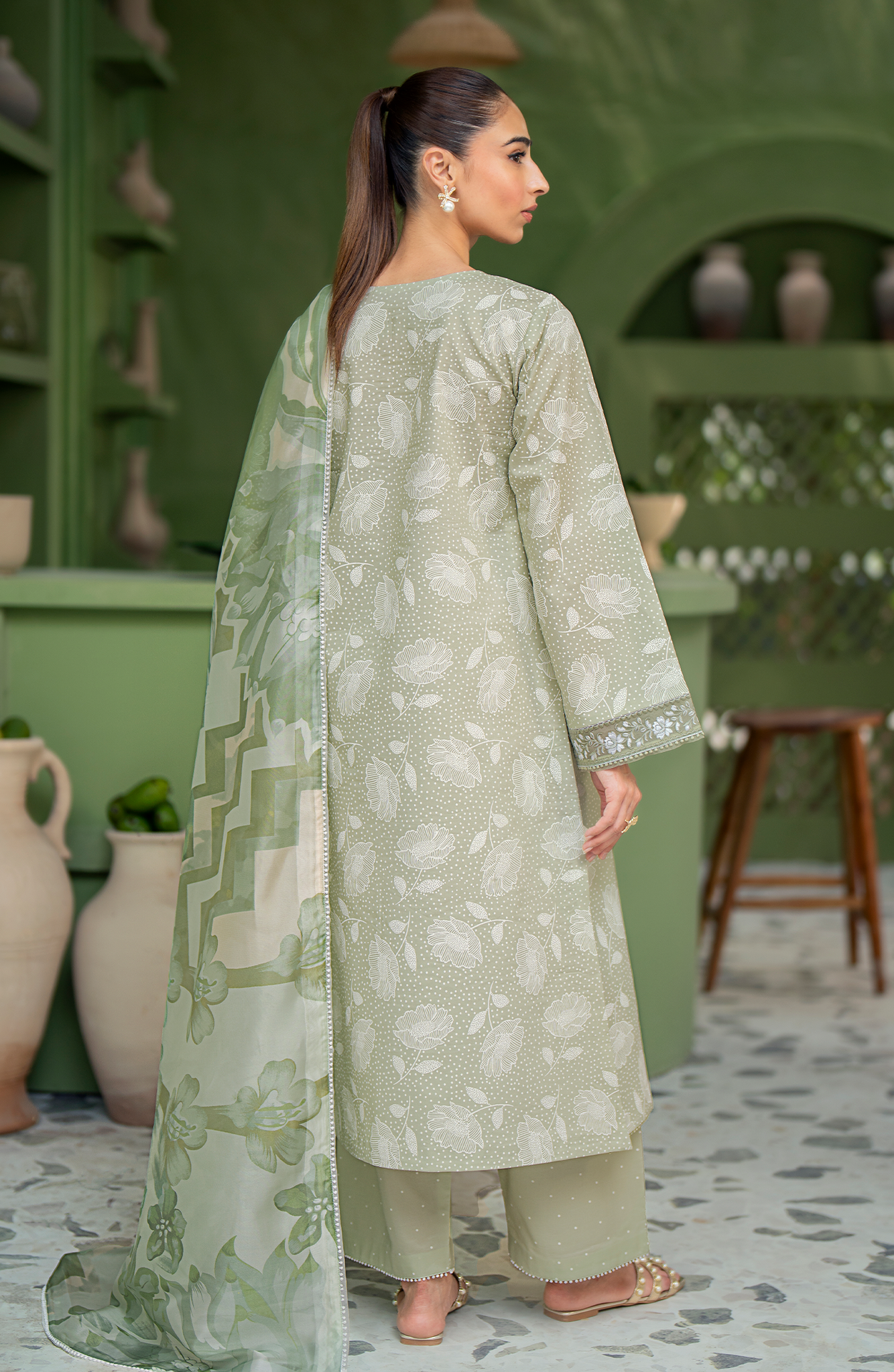 Seran | Artisan Lawn 25 | PISTACHE - by - Libasekhas UK - Registered Vendor of : Seran - 100% Original Designer Dresss