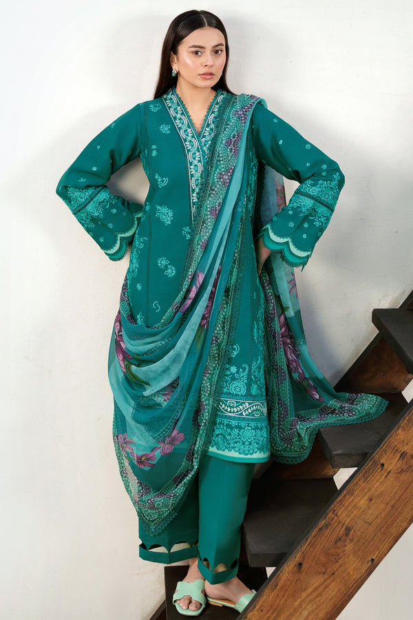 Farasha | Summer Weaves Embroidered Lawn | Dewy Teal - by - Libasekhas UK - Registered Vendor of : Farasha - 100% Original Designer Dresss