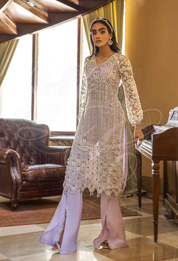 Layla Chatoor | Luxury Pret | Purple Tunic With Long Pants - by Libasekhas UK - Registered Vendor of : Layla Chatoor - 100% Original Designer Dress