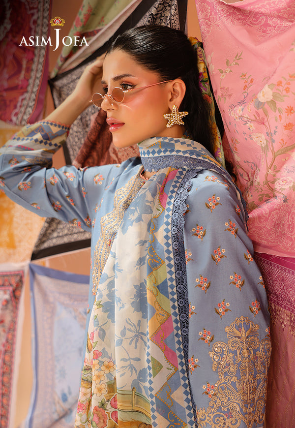 Asim Jofa | Summer Rhapsody | AJUBU-11 Printed Embroidered Lawn - by Libasekhas UK - Registered Vendor of : Asim Jofa - 100% Original Designer Dress