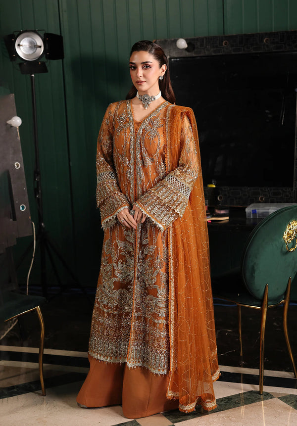 Elaf Premium | Stardom Formal Handwork 25 | ESH-09 SAFFRON - by Libasekhas UK - Registered Vendor of : Elaf Premium - 100% Original Designer Dress