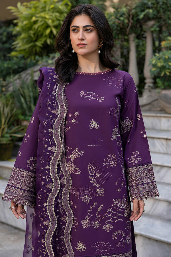 Farasha | Summer Weaves Embroidered Lawn | Raven Plum - by - Libasekhas UK - Registered Vendor of : Farasha - 100% Original Designer Dresss