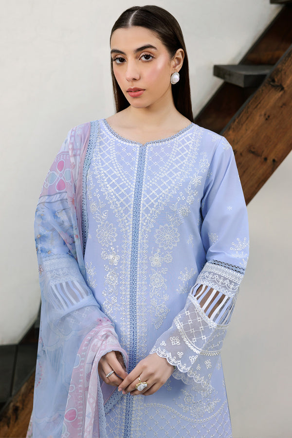Farasha | Summer Weaves Embroidered Lawn | Serene Blue - by - Libasekhas UK - Registered Vendor of : Farasha - 100% Original Designer Dresss