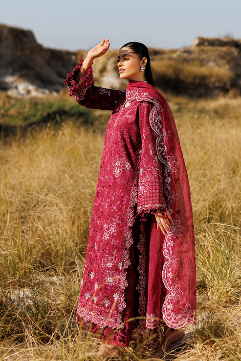 Emaan adeel | Sunlit Groove Luxury Lawn 26 | RADIANT ROSE - by Libasekhas UK - Registered Vendor of : Emaan Adeel - 100% Original Designer Dress